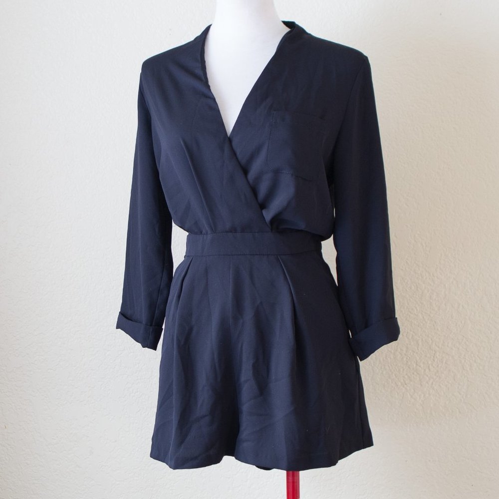 Topshop Black Chiffon Romper Suit Size 4
